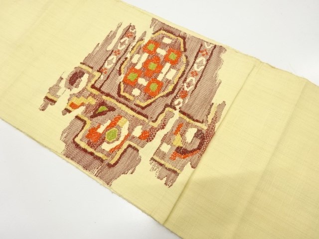 JAPANESE KIMONO / TSUMUGI ABSTRACT PATTERN WEAVING NAGOYA OBI